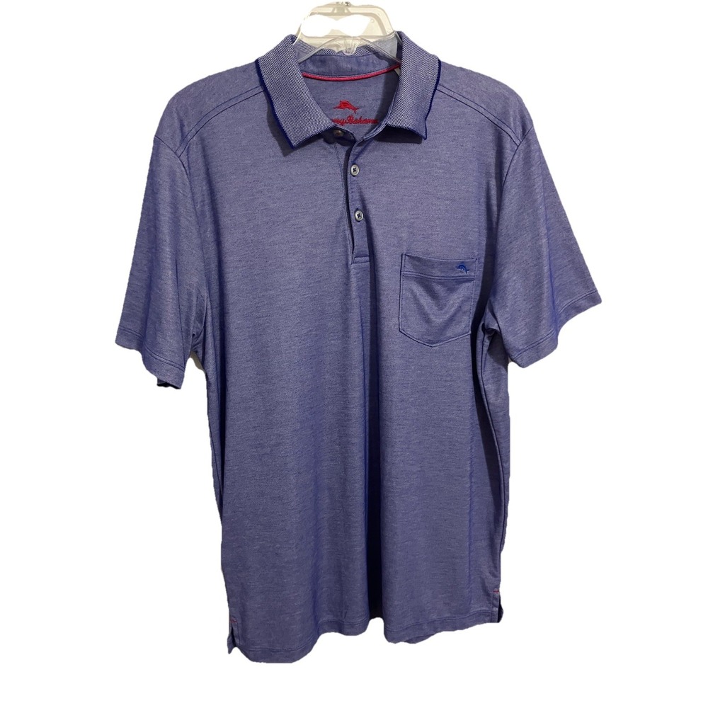 Tommy Bahama Mens Polo M "Ohana Oxford" Sapphire Blue Beach Resort Golf Outdoors